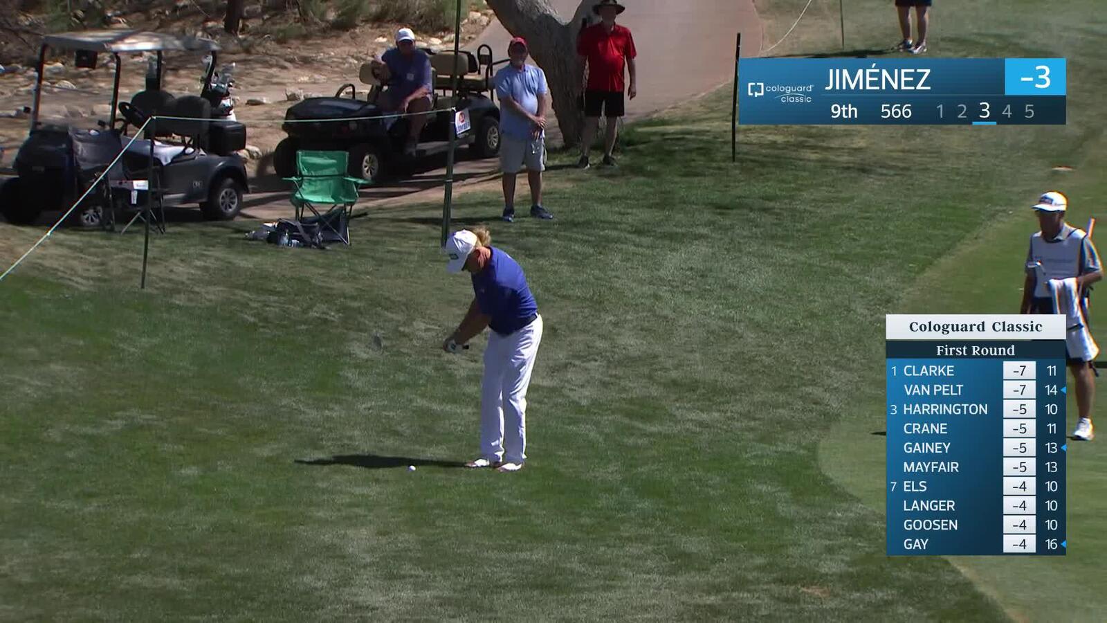 Miguel Angel Jiménez makes birdie on No. 9 at Cologuard Classic
