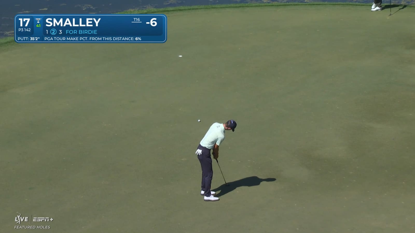 Alex Smalley rattles in a 35-foot birdie putt at Cognizant Classic