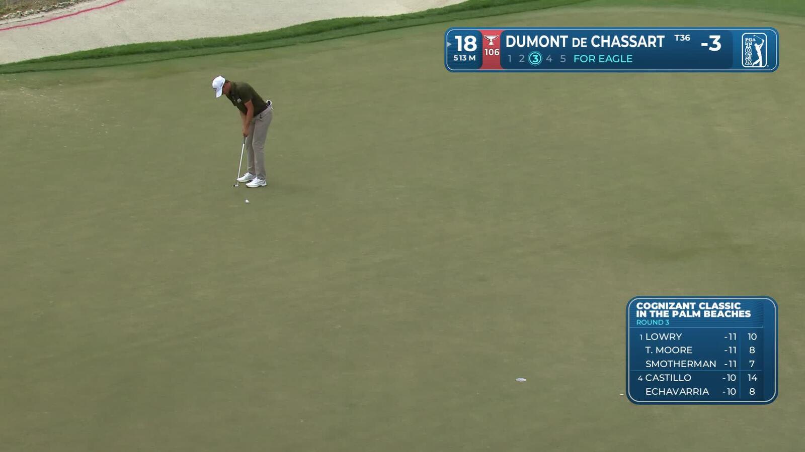 Adrien Dumont de Chassart sinks 3-foot birdie putt on No. 18 at Cognizant Classic