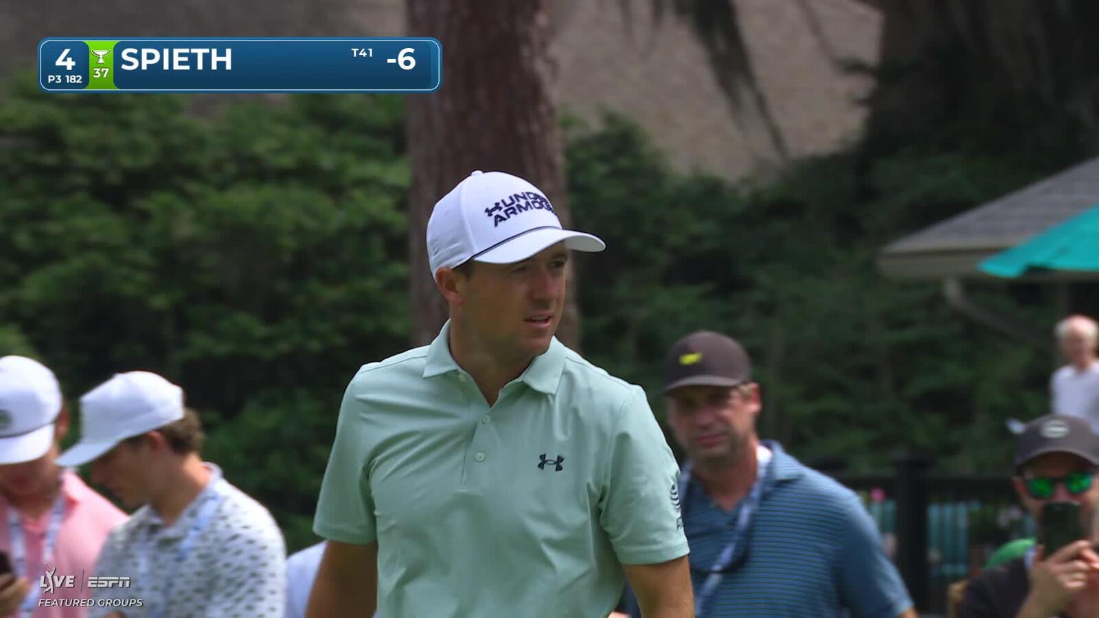 Jordan Spieth sinks 19-foot putt for birdie on No. 4 at RBC Heritage