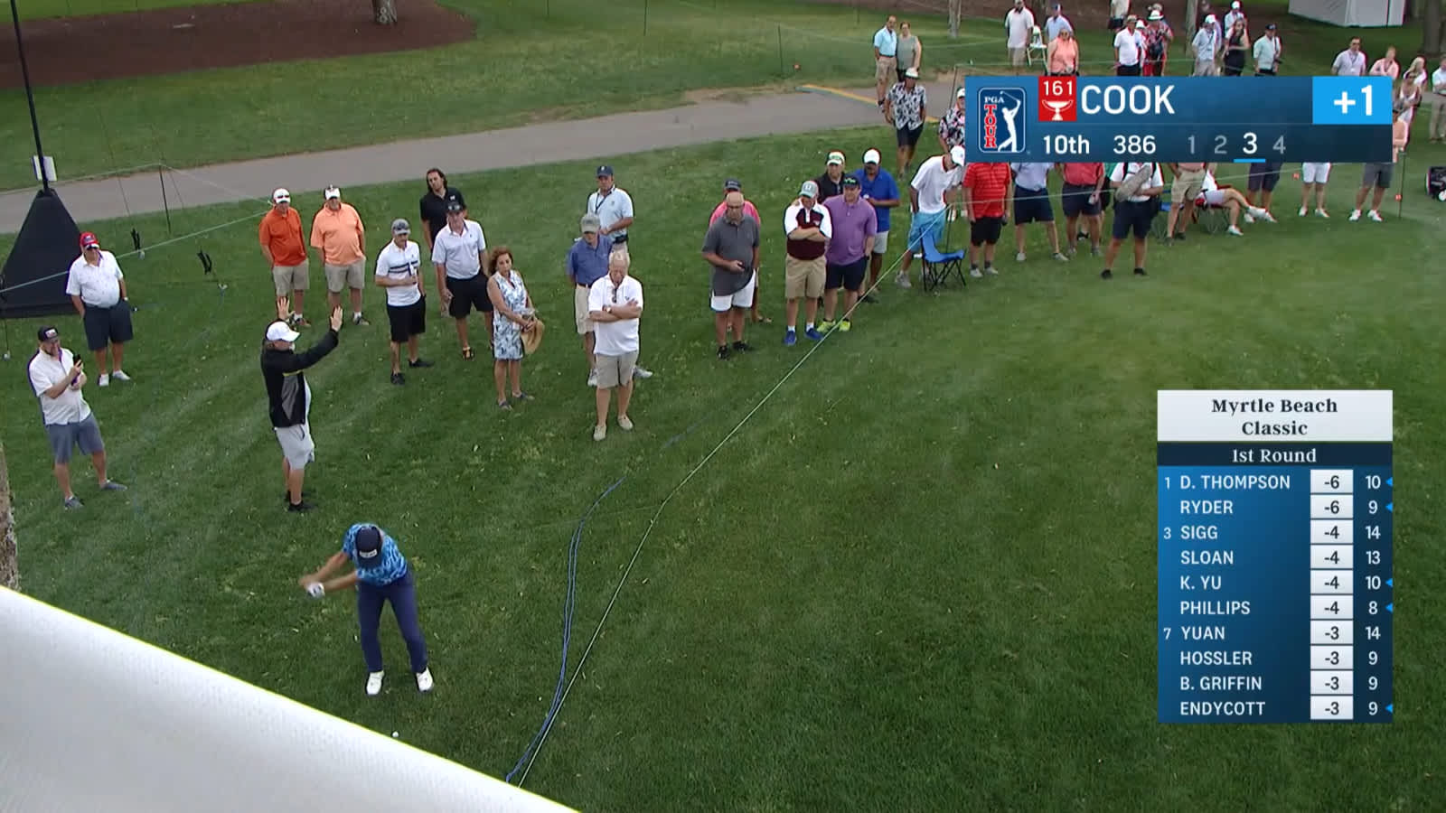 Austin Cook with a perfect chip shot for birdie at Myrtle Beach