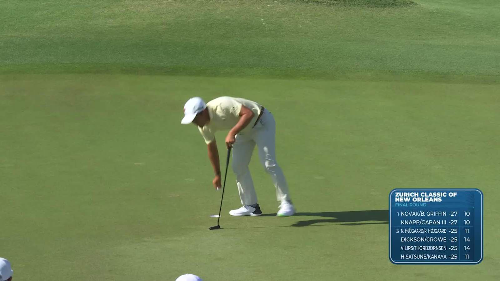 Team Ryo Hisatsune/Takumi Kanaya knocks in birdie putt at Zurich Classic