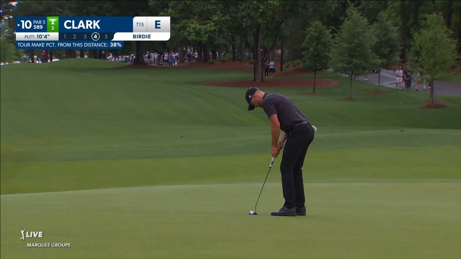 Wyndham Clark gets up-and-down for birdie on the par-5 10th at Wells Fargo