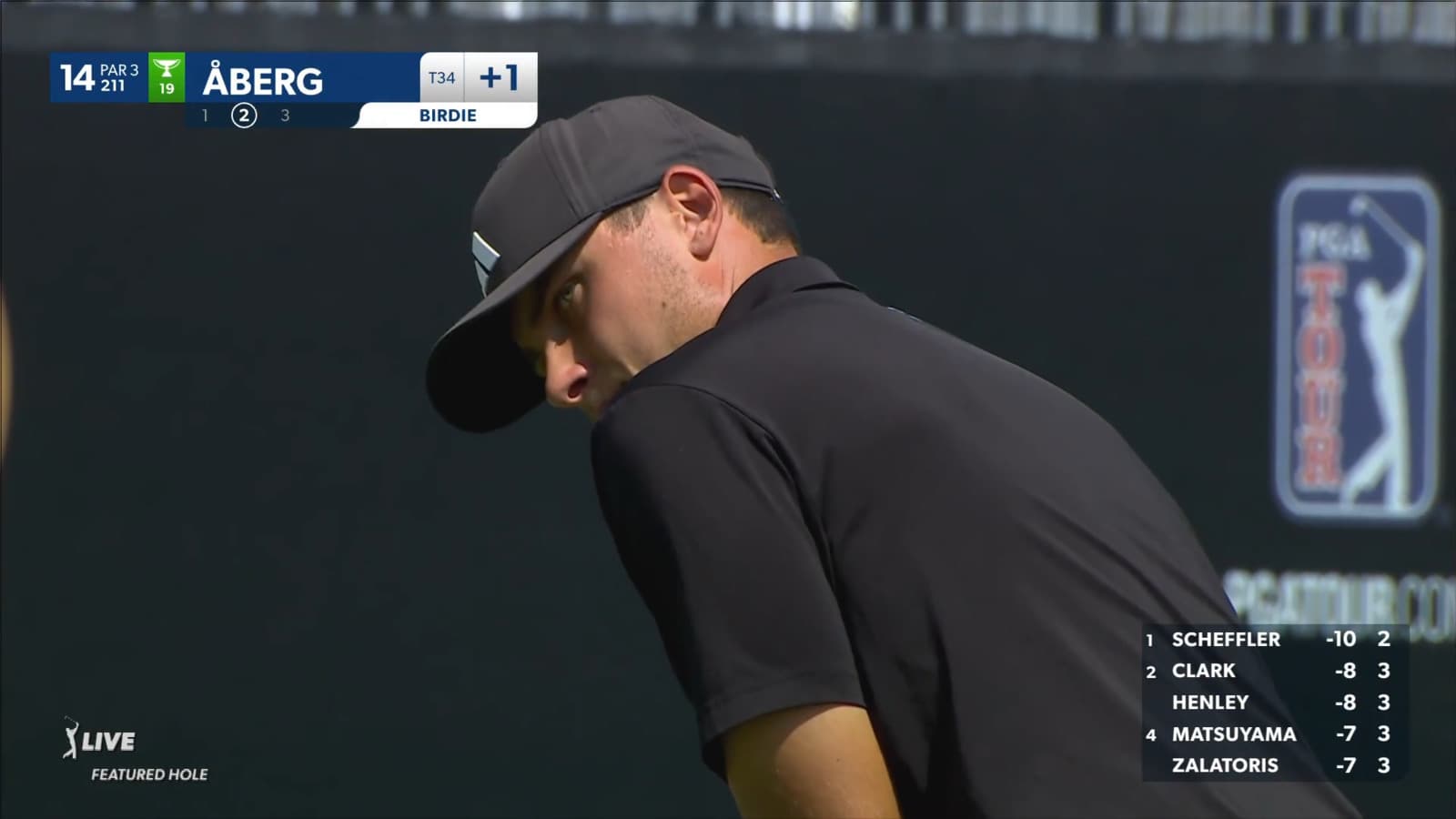 Ludvig Åberg sinks a 34-foot birdie putt at Arnold Palmer
