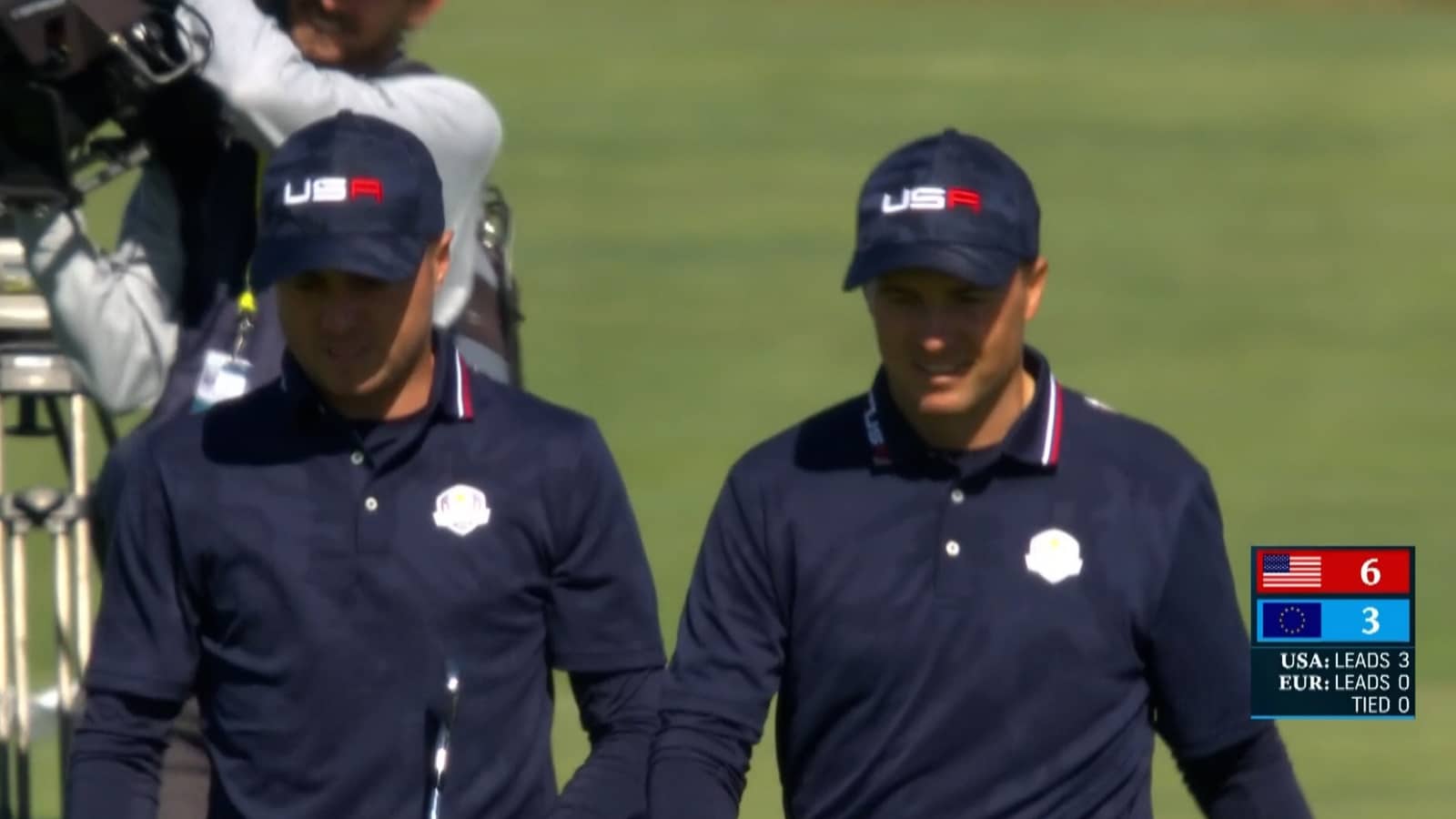 Justin Thomas, Jordan Spieth card eagle at No. 16 at the Ryder Cup