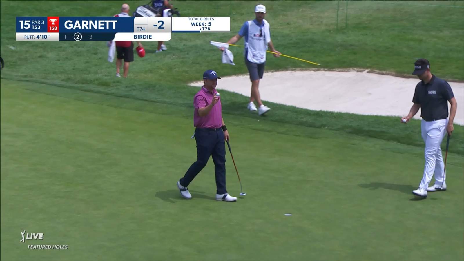 Brice Garnett sends tee shot 4-feet from the hole at Rocket Mortgage