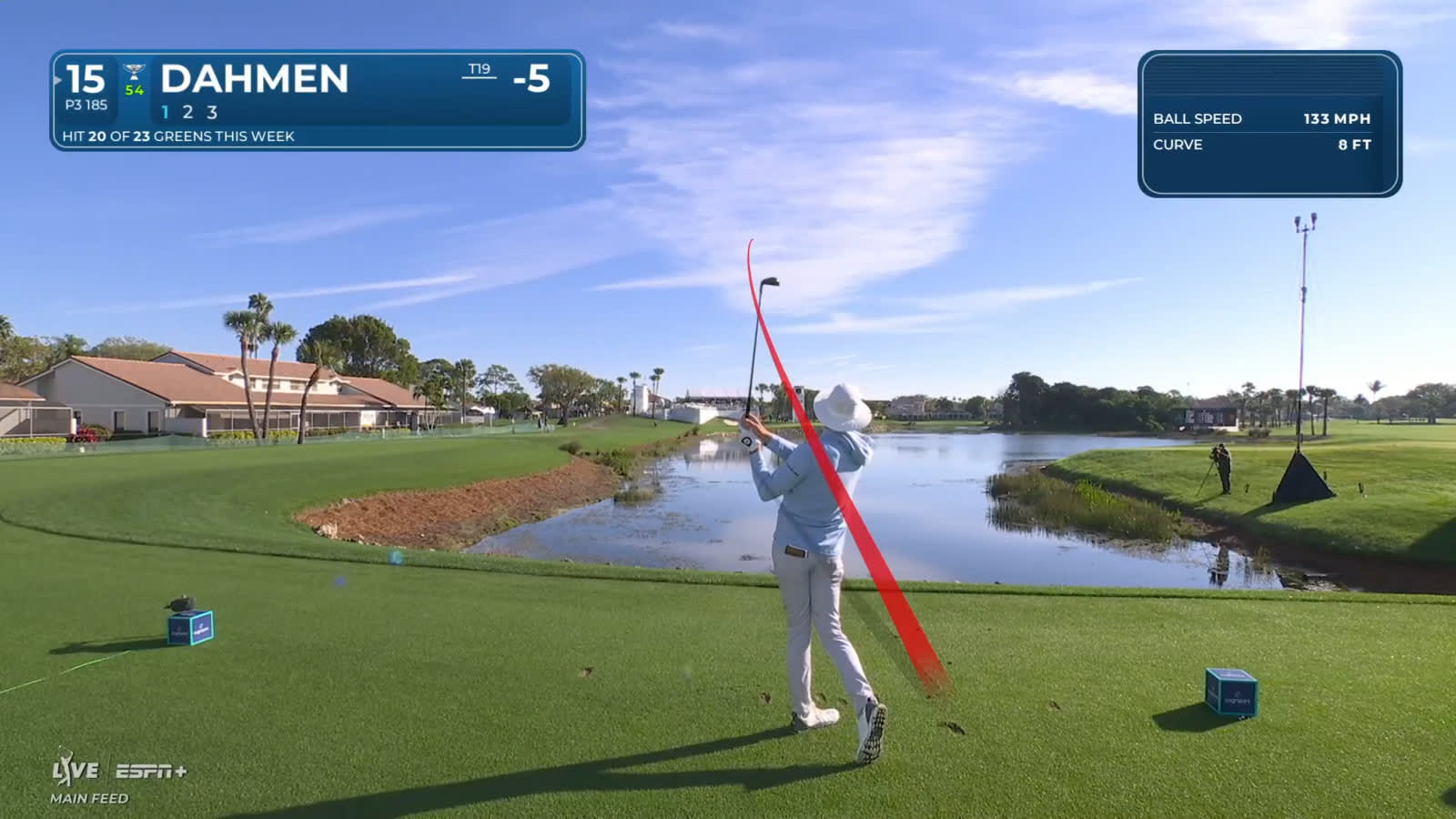 Joel Dahmen throws a dart off the tee and birdies at Cognizant Classic