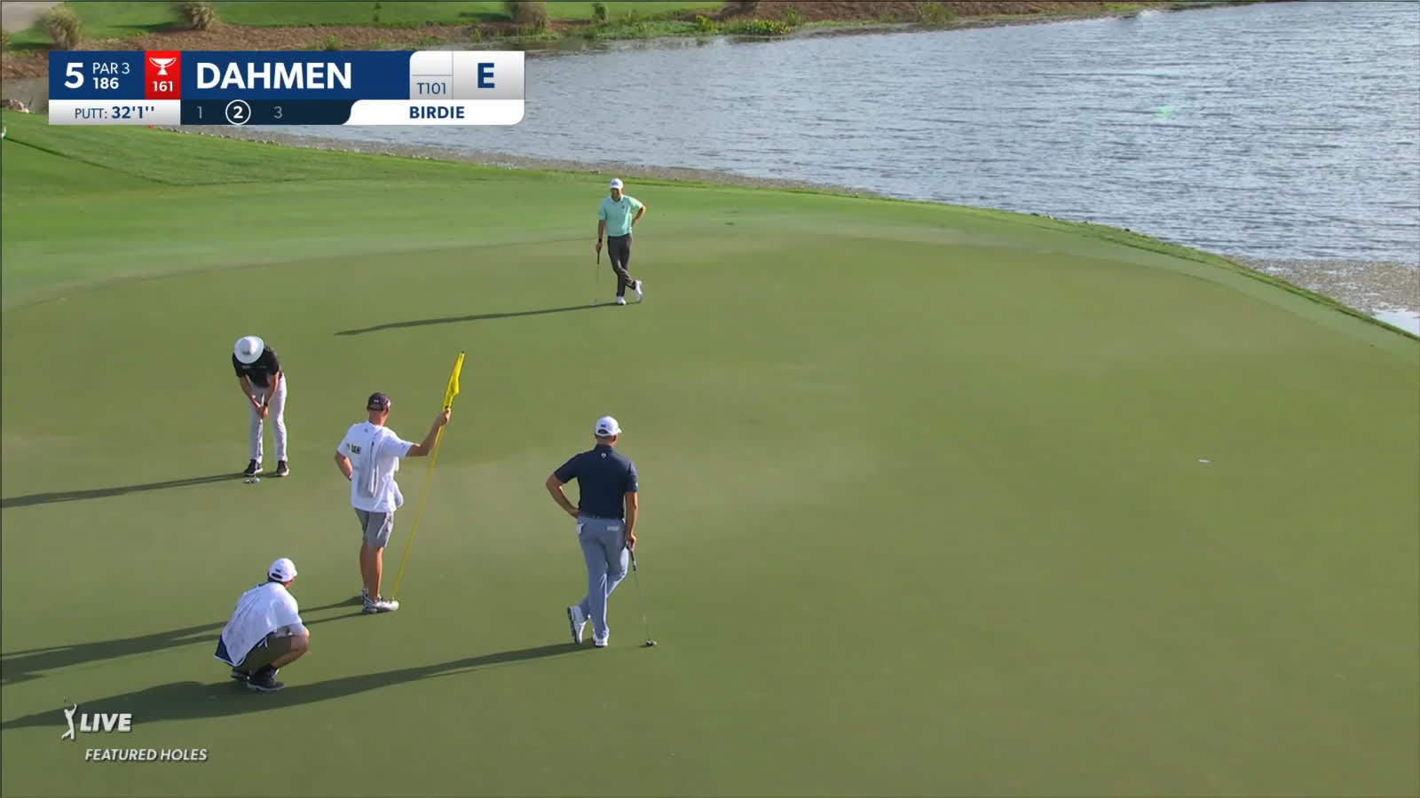 Joel Dahmen drains a 32-foot birdie putt on No. 5 at Cognizant Classic