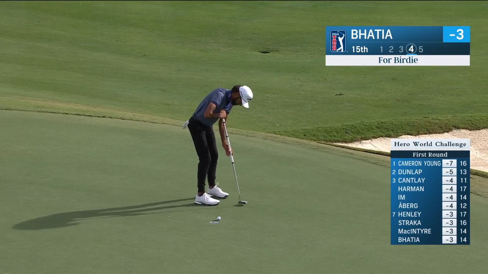 Akshay Bhatia makes birdie putt at Hero World Challenge