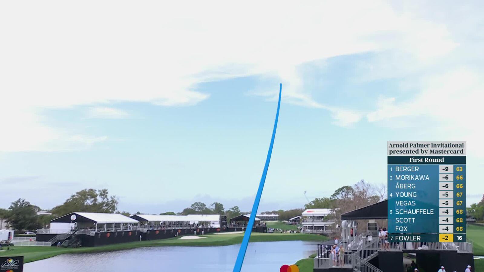 Rickie Fowler sinks 27-foot birdie putt on No. 17 at Arnold Palmer