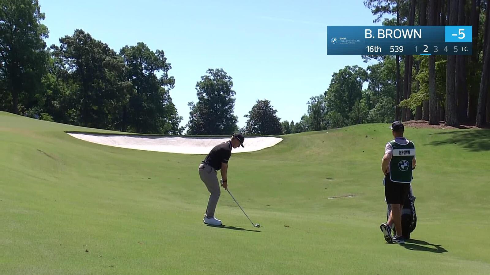 Blades Brown makes birdie on No. 16 at BMW Charity Pro-Am