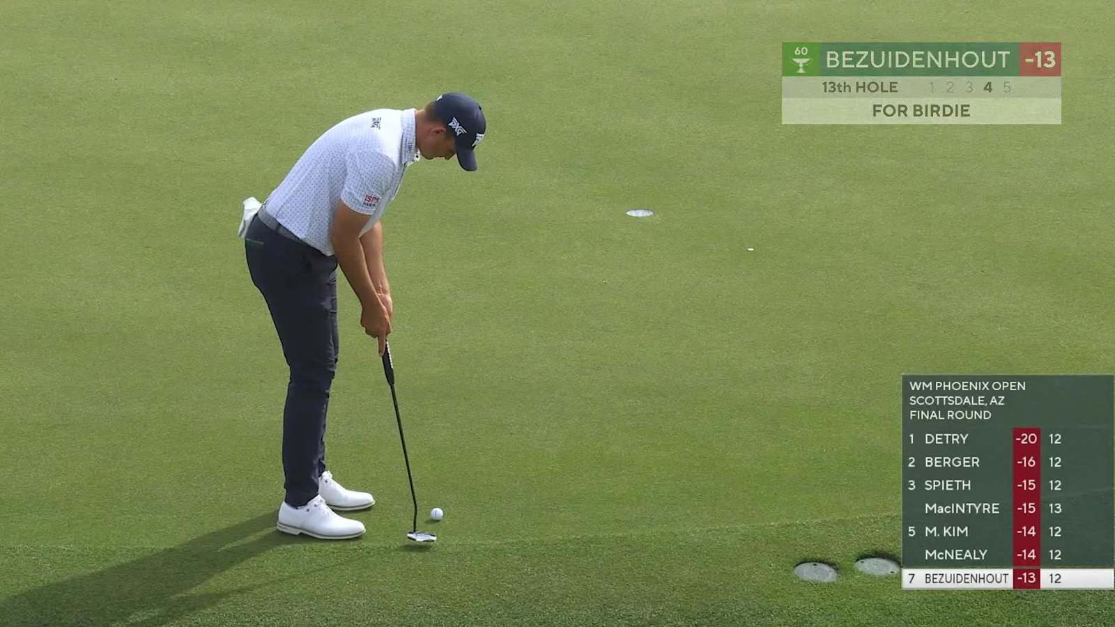 Christiaan Bezuidenhout drops 12-foot birdie putt at WM Phoenix Open