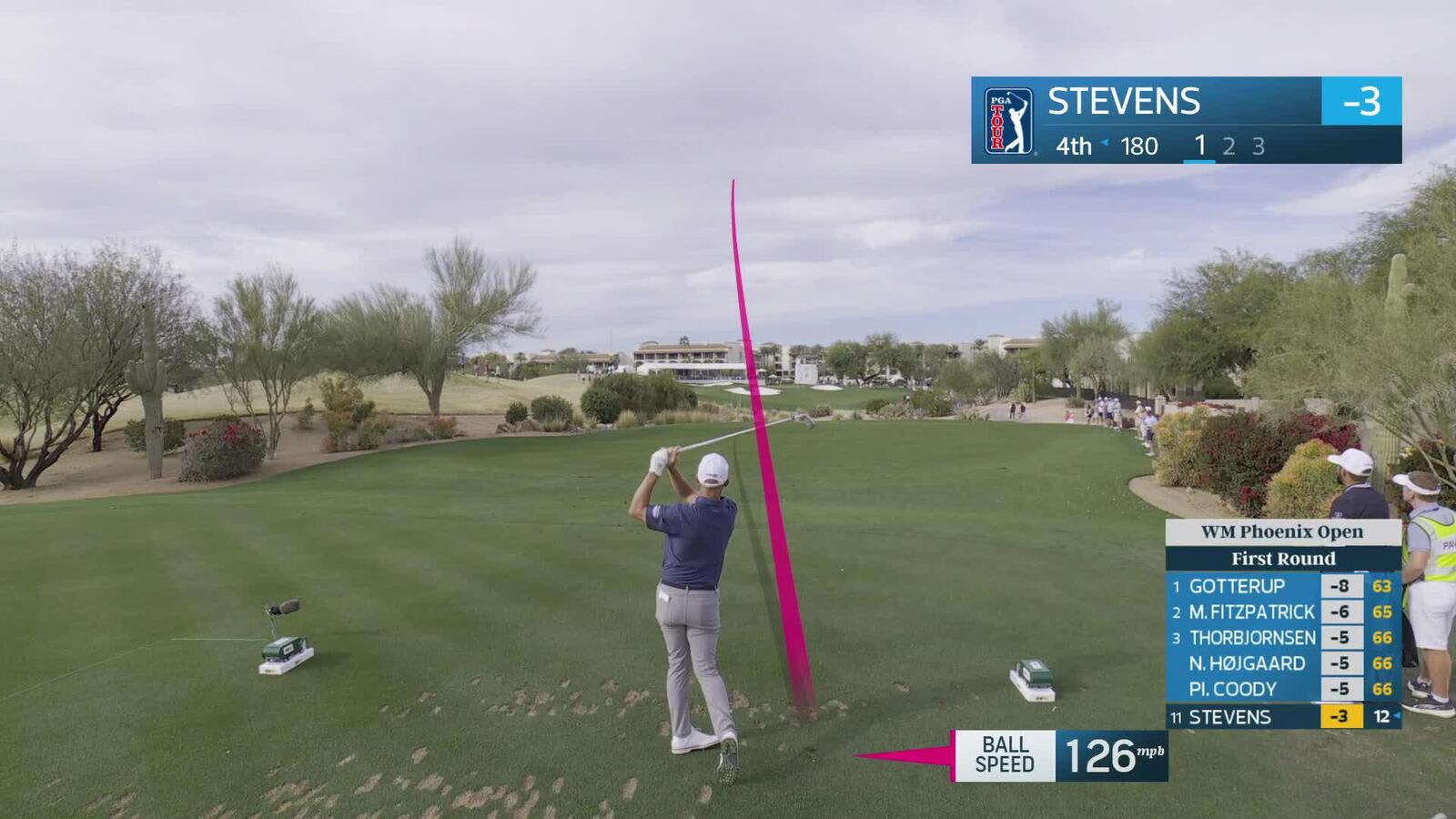Sam Stevens hits 182-yard tee shot to 8 feet, sets up birdie on No. 4