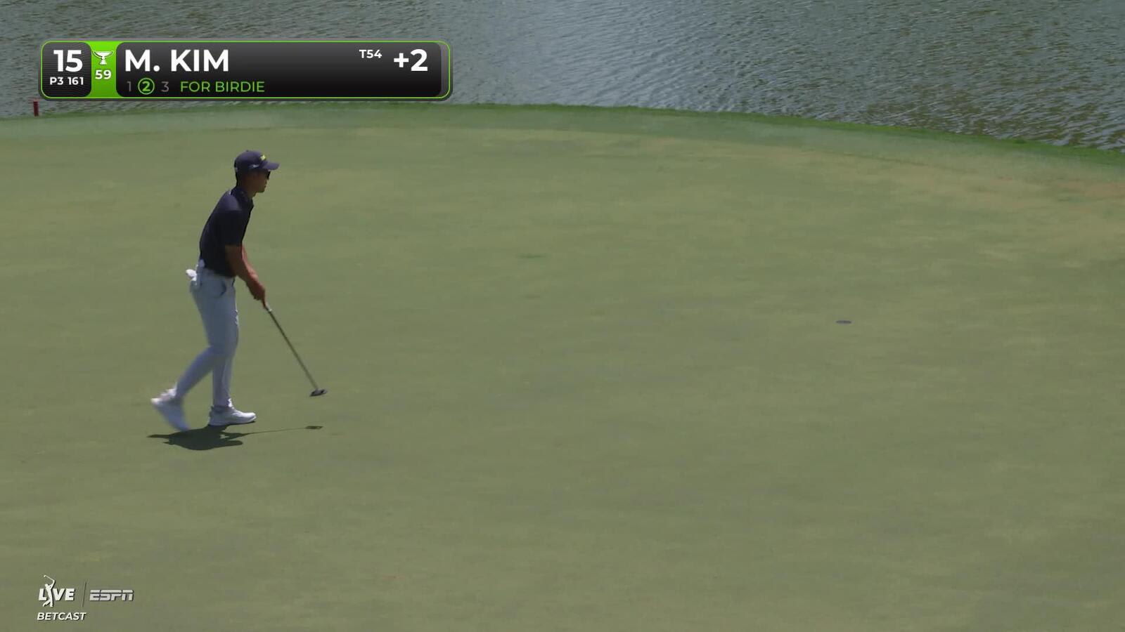 Michael Kim sinks 18-foot birdie putt on No. 15 at Cadillac