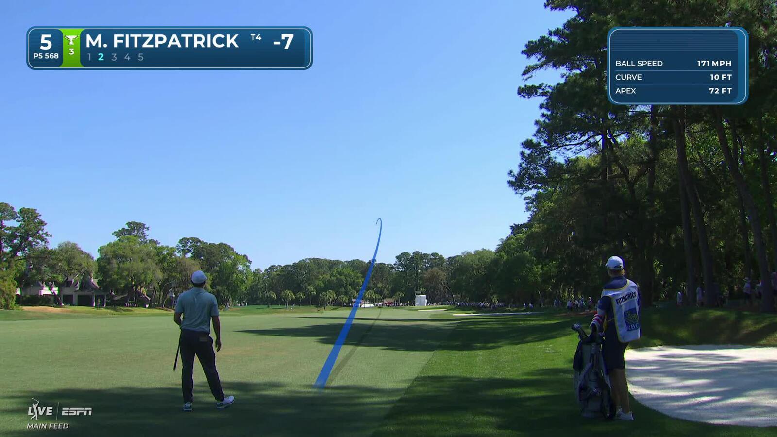 Matt Fitzpatrick drains 11-foot putt for birdie on No. 5 at RBC Heritage