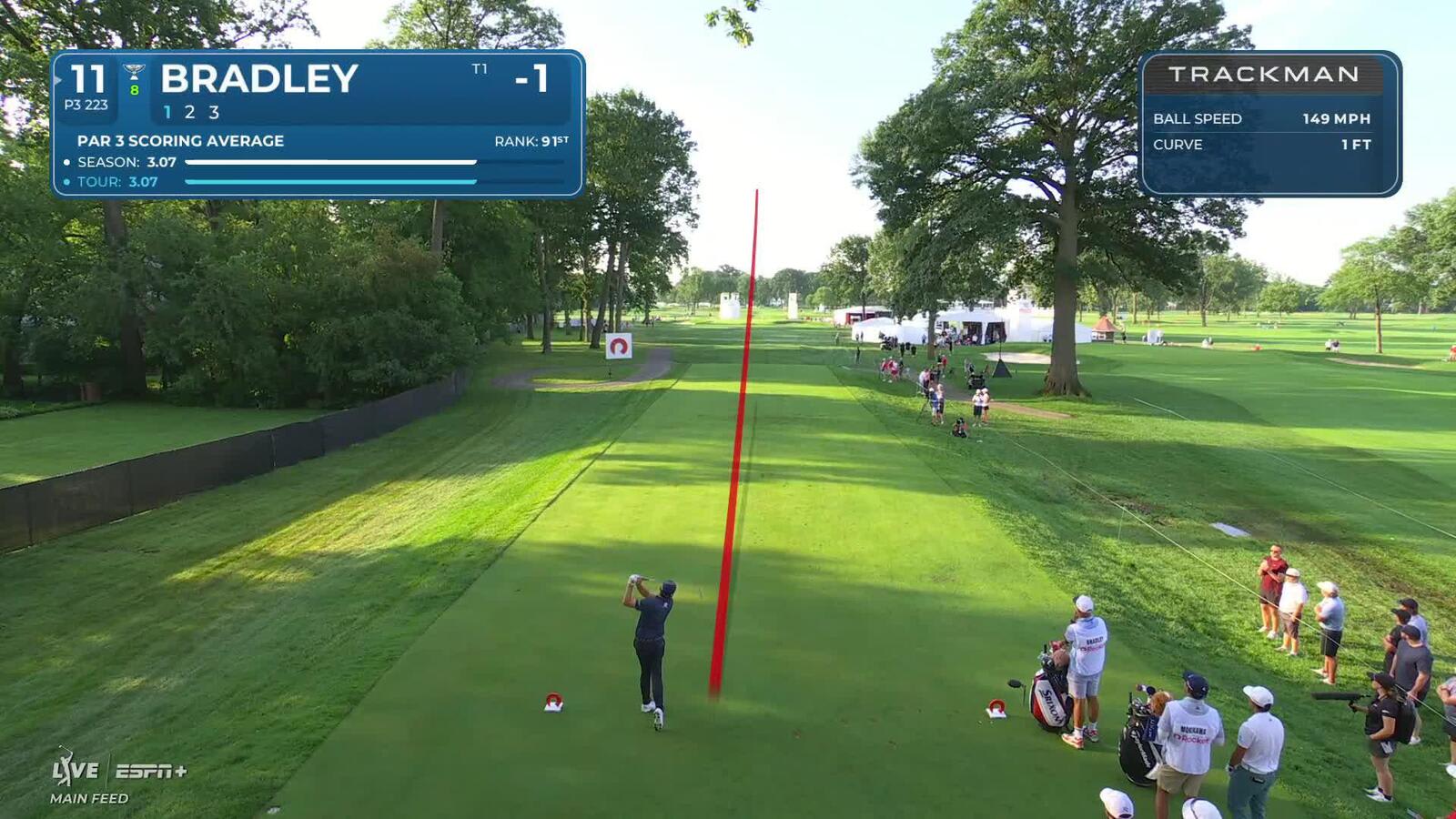 Keegan Bradley sinks a 25-foot birdie putt on No. 11 at Rocket Classic