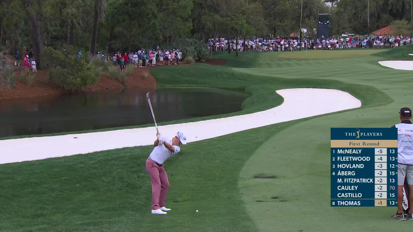 Justin Thomas hits 150-yard approach to 7 feet, sets up birdie on No. 5 at THE PLAYERS