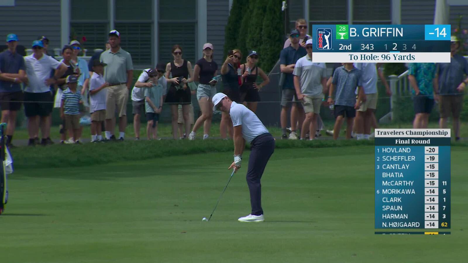 Ben Griffin gets up-and-down from 94 yards for birdie on No. 2 at Travelers