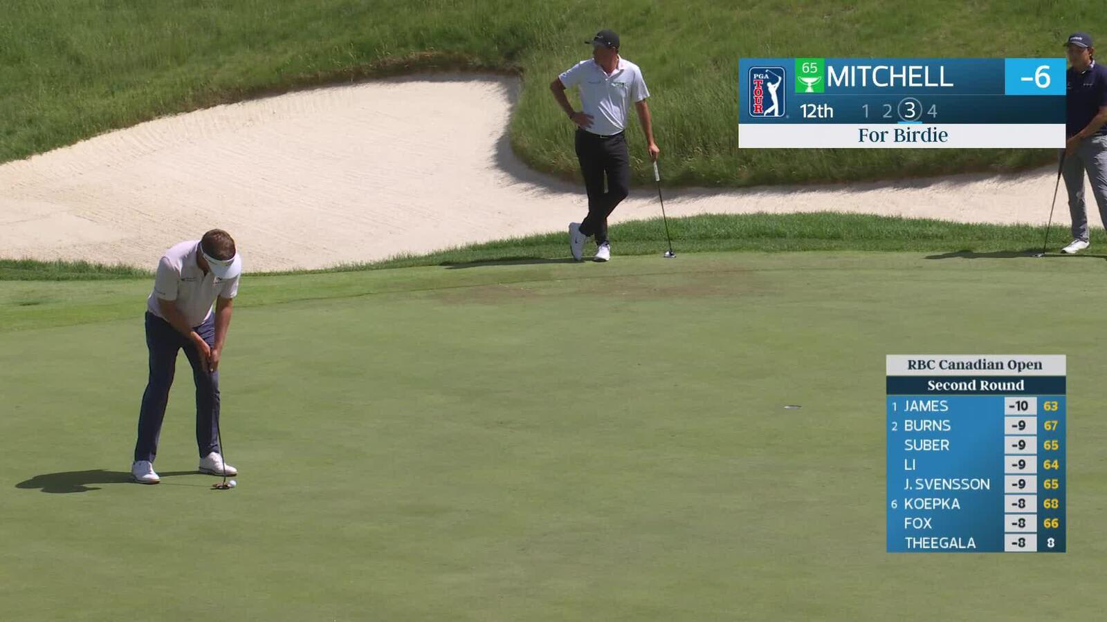 Keith Mitchell drains 14-foot birdie putt on No. 12 at RBC Canadian