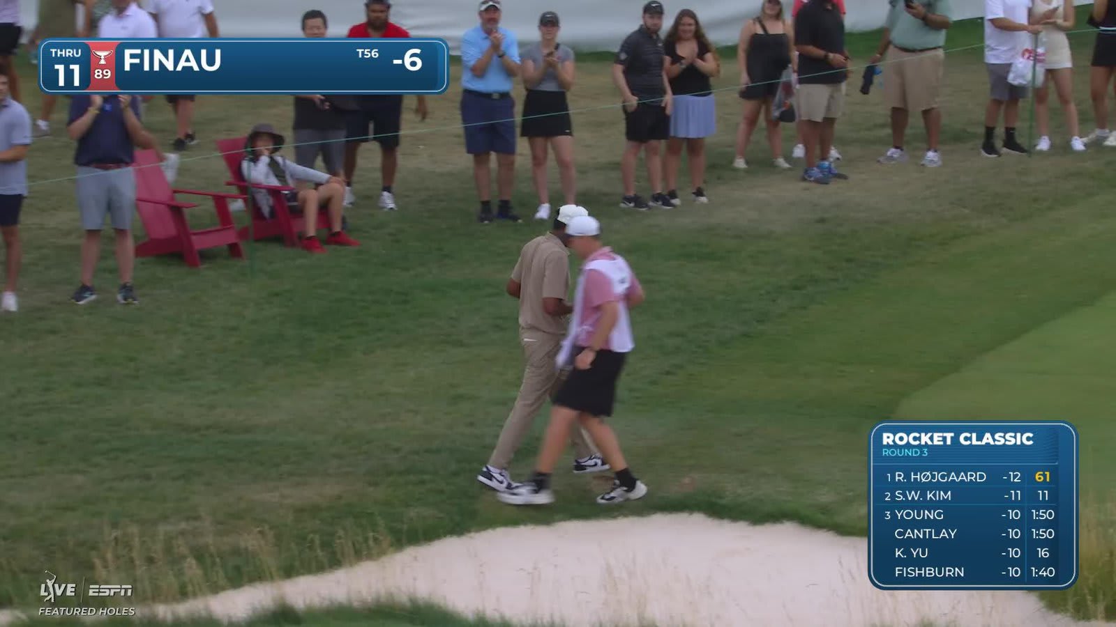 Tony Finau holes 48-foot bunker shot for birdie on No. 11 at Rocket Classic
