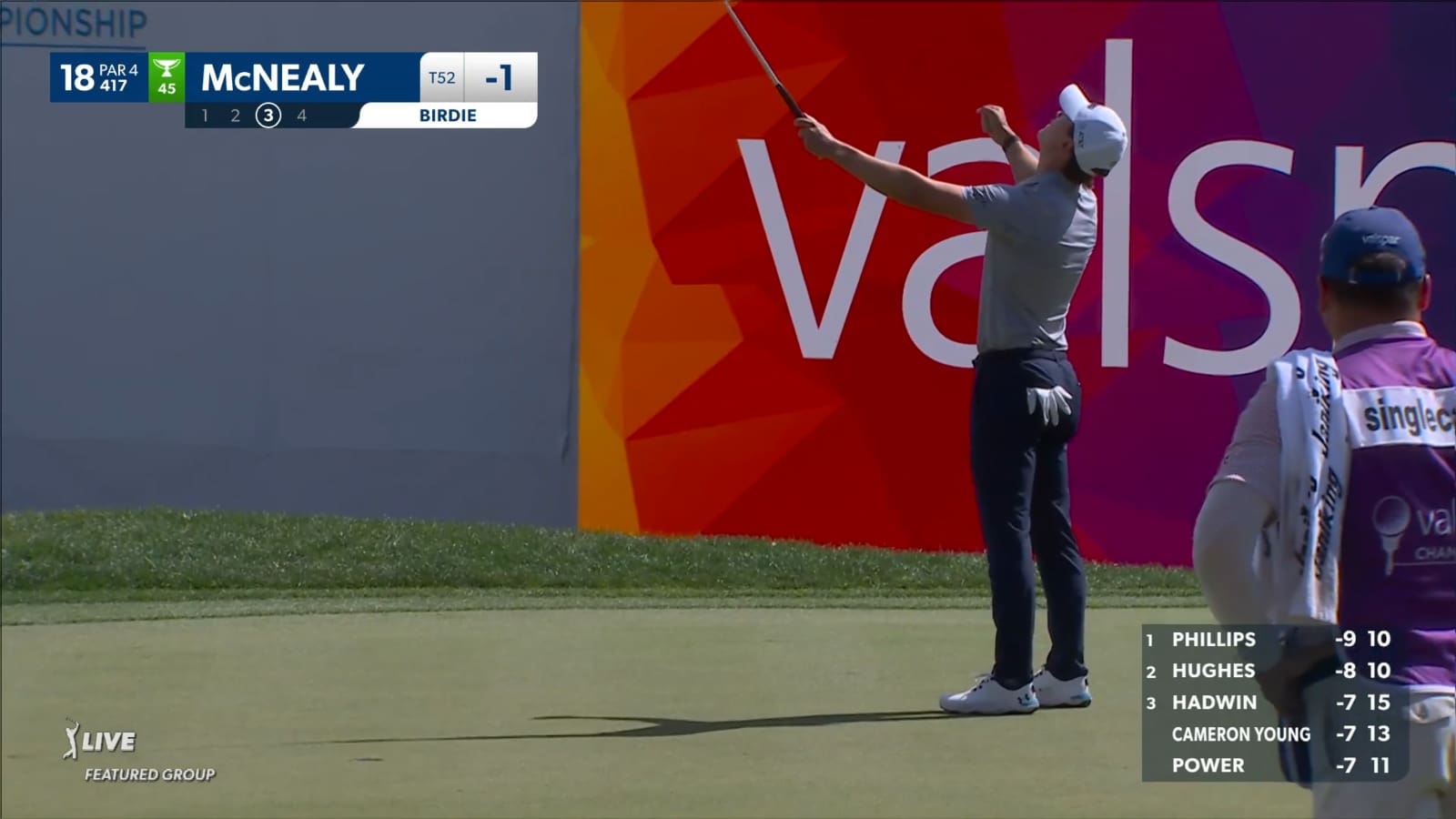 Maverick McNealy ends day with birdie on No. 18 at Valspar