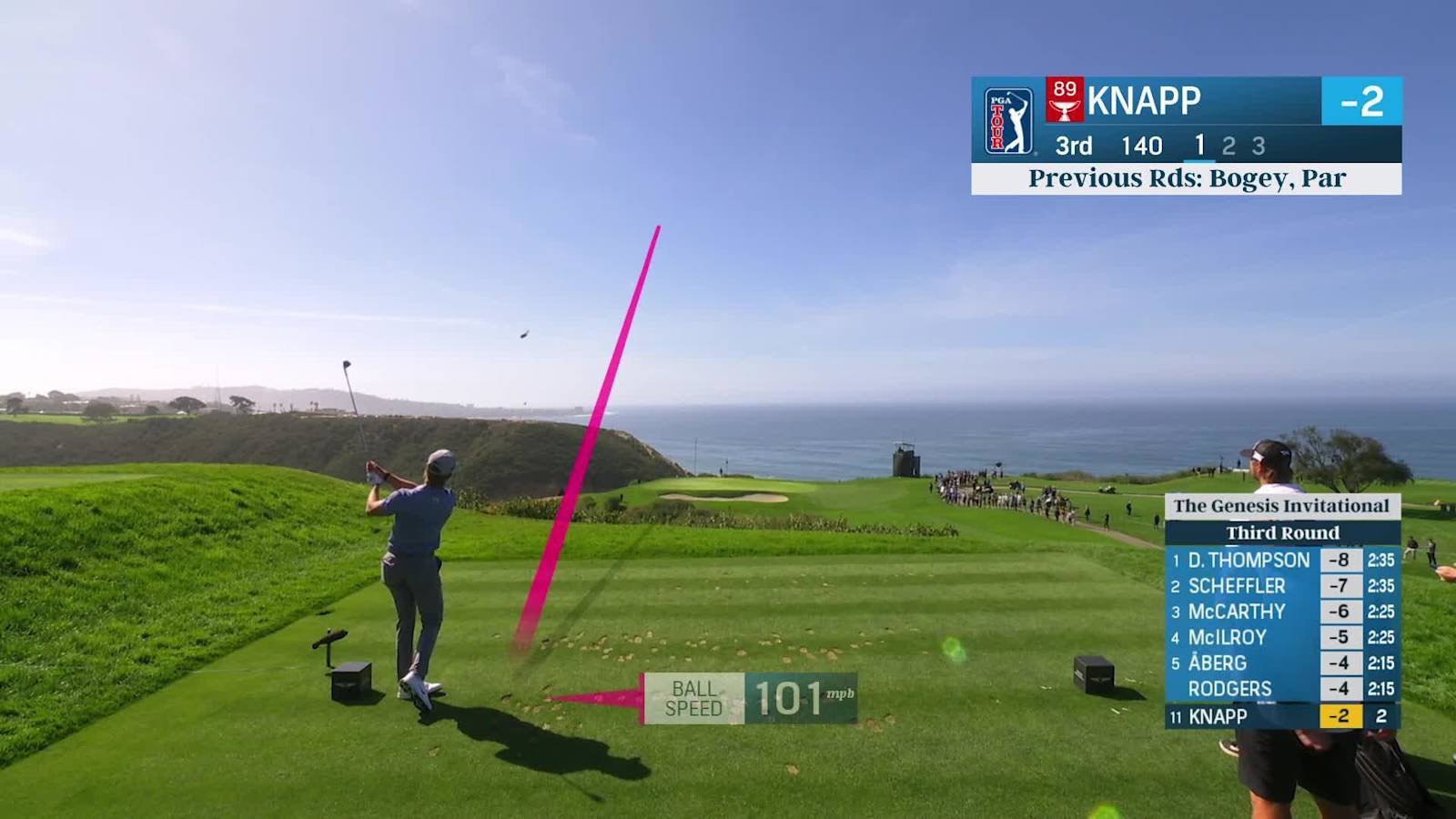 Jake Knapp throws a dart to set up birdie at The Genesis