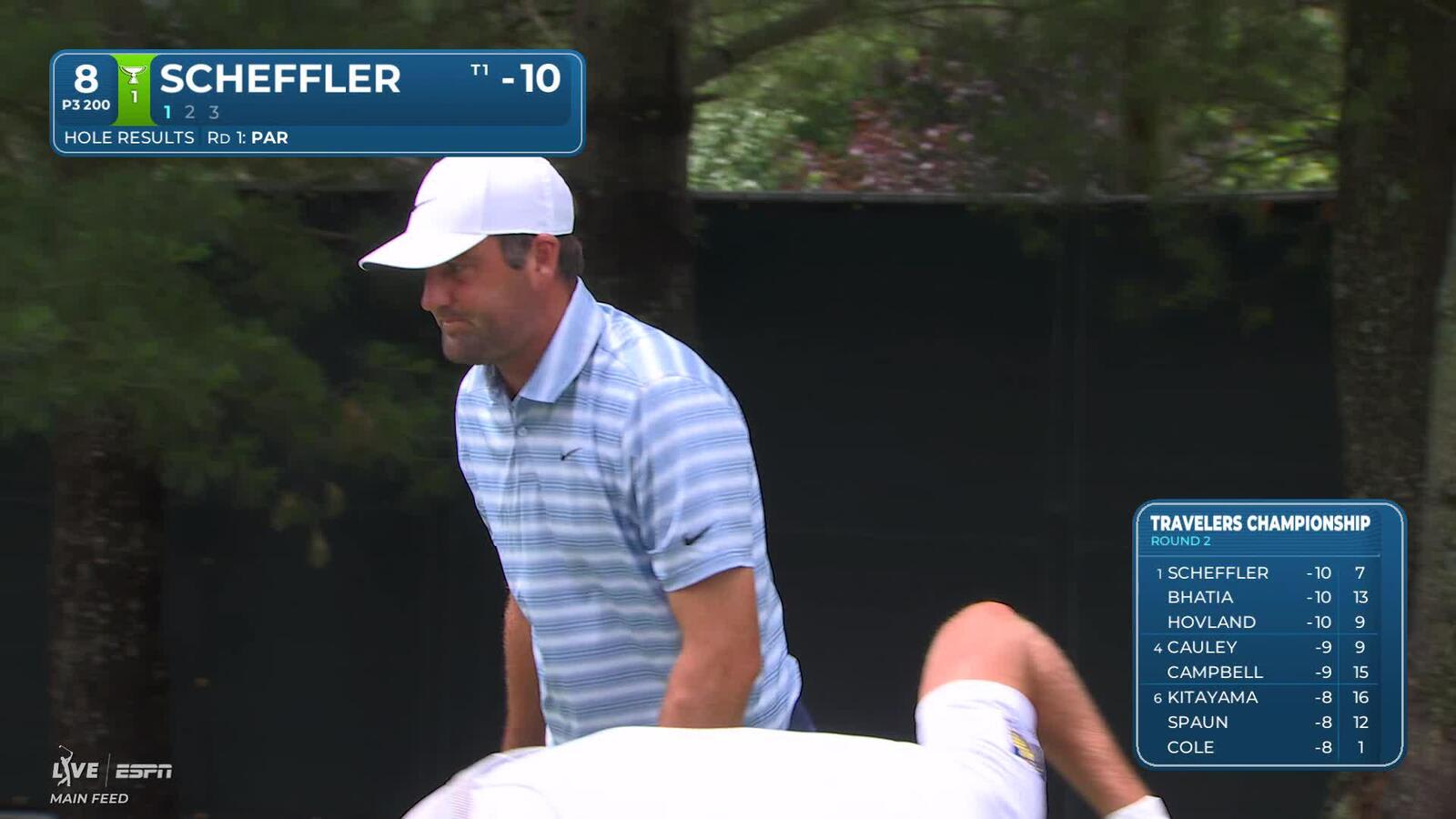Scottie Scheffler hits tee shot to 9 feet, sets up birdie on No. 8 at Travelers