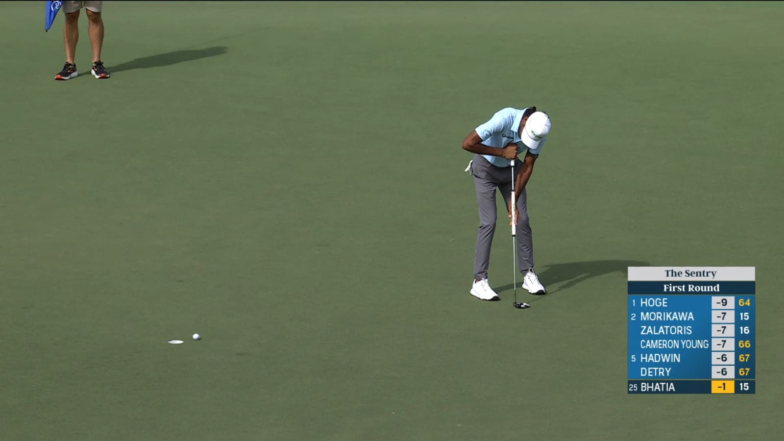 Akshay Bhatia delivers birdie putt at The Sentry