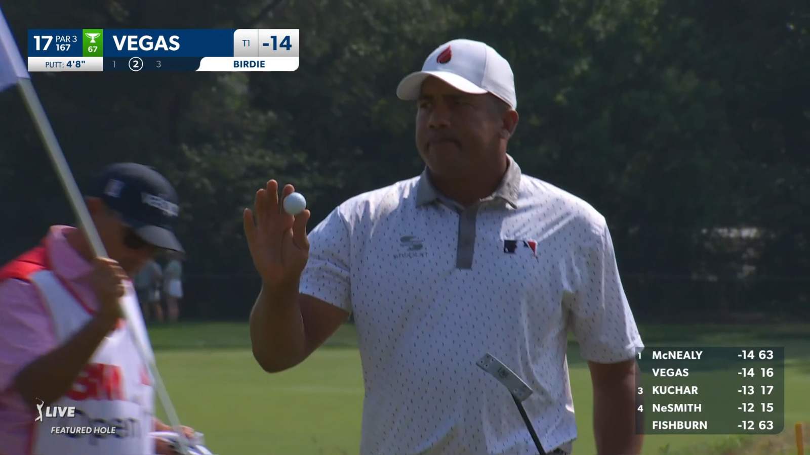 Jhonattan Vegas' tee shot to 4 feet yields birdie at 3M Open