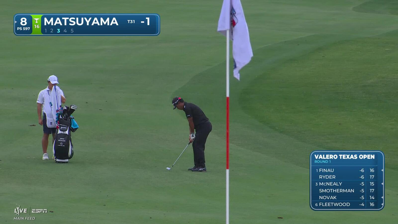 Hideki Matsuyama shows off approach play for birdie on No. 8 at Valero