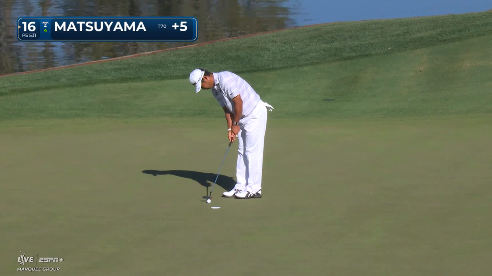 Hideki Matsuyama taps in putt for birdie at THE PLAYERS
