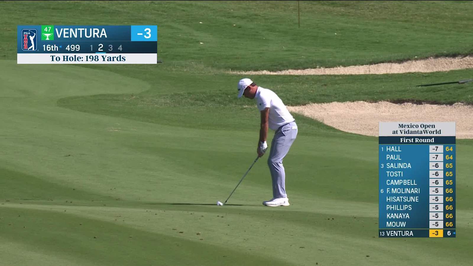 Kristoffer Ventura hits pin-high approach to set up birdie at Mexico Open