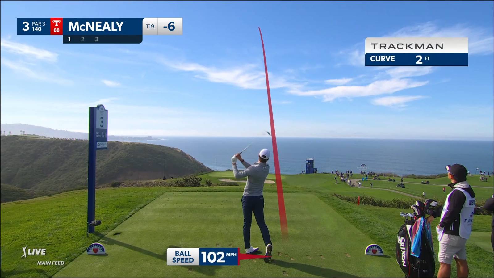 Maverick McNealy throws a dart to 1-foot off the tee at Farmers