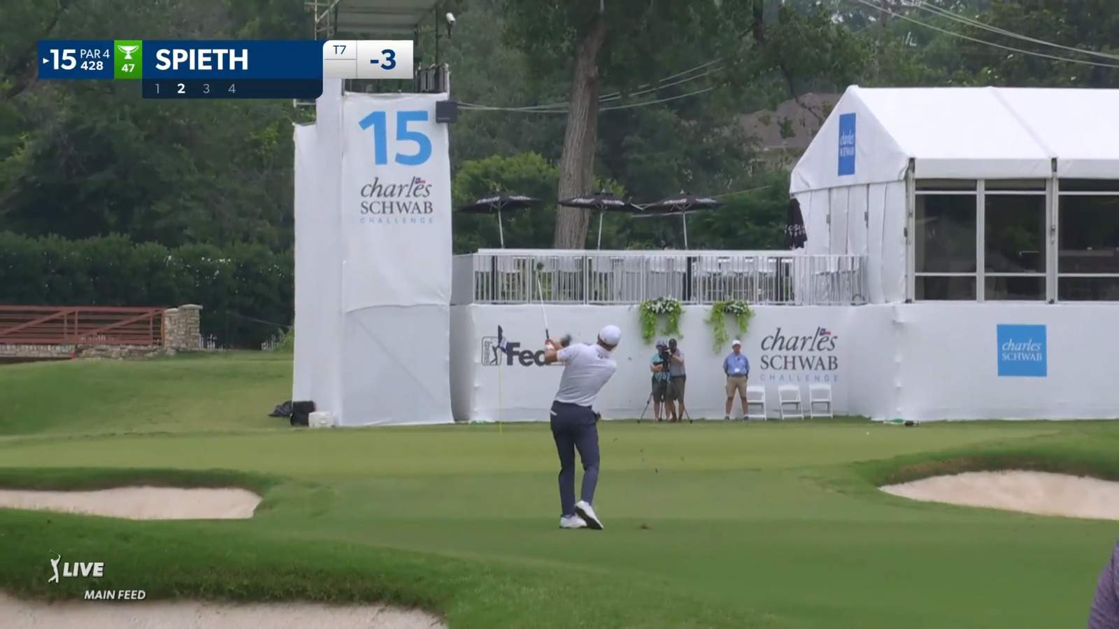 Jordan Spieth nearly spins it in to set up birdie at Charles Schwab