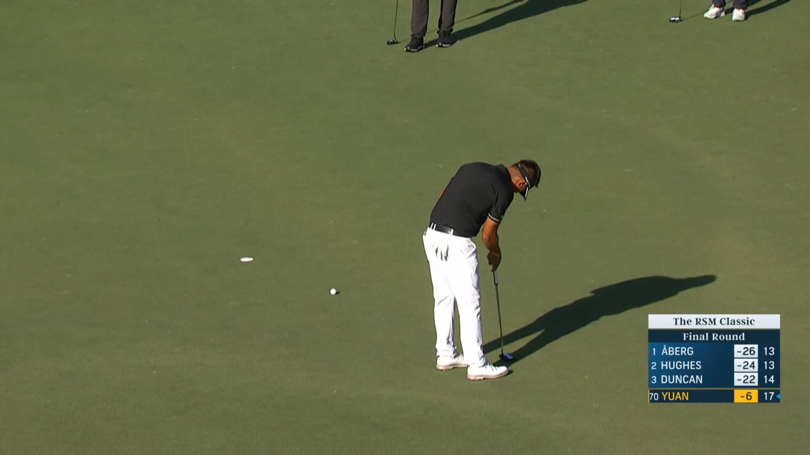 Carl Yuan holes putt for birdie at The RSM Classic