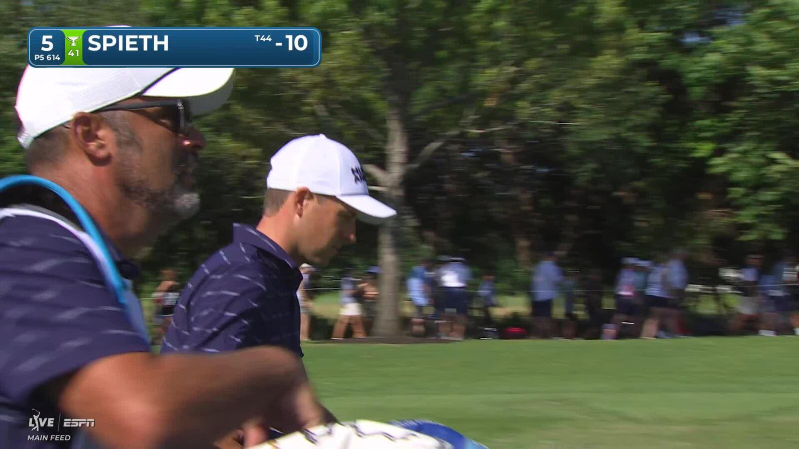 Jordan Spieth drains 3-foot putt for birdie on No. 5 at THE CJ CUP