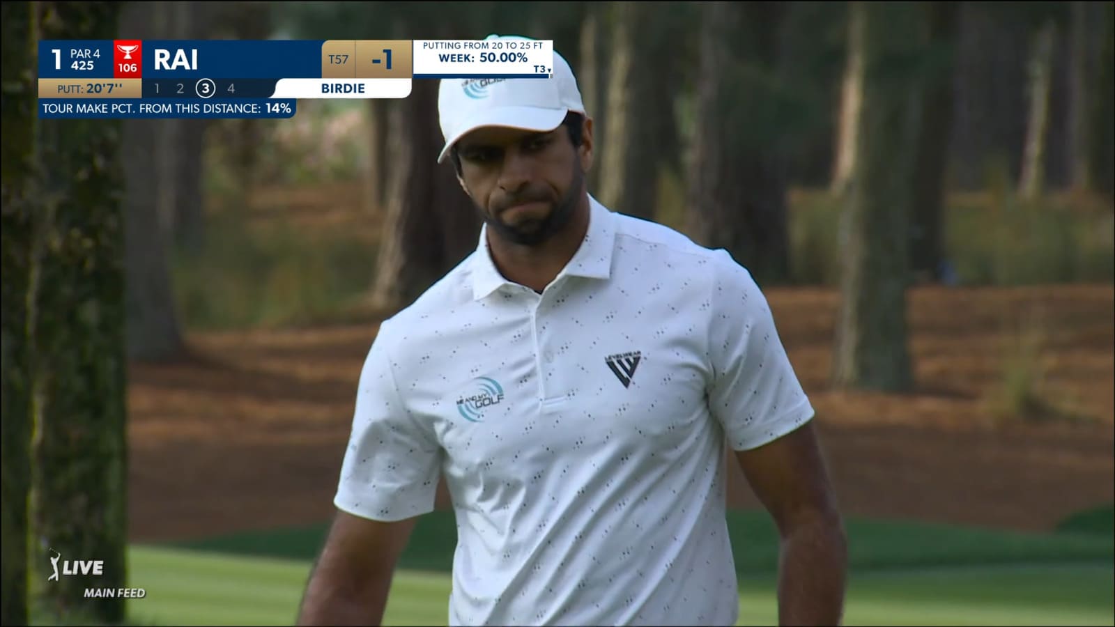 Aaron Rai makes a 21-foot birdie putt at THE PLAYERS