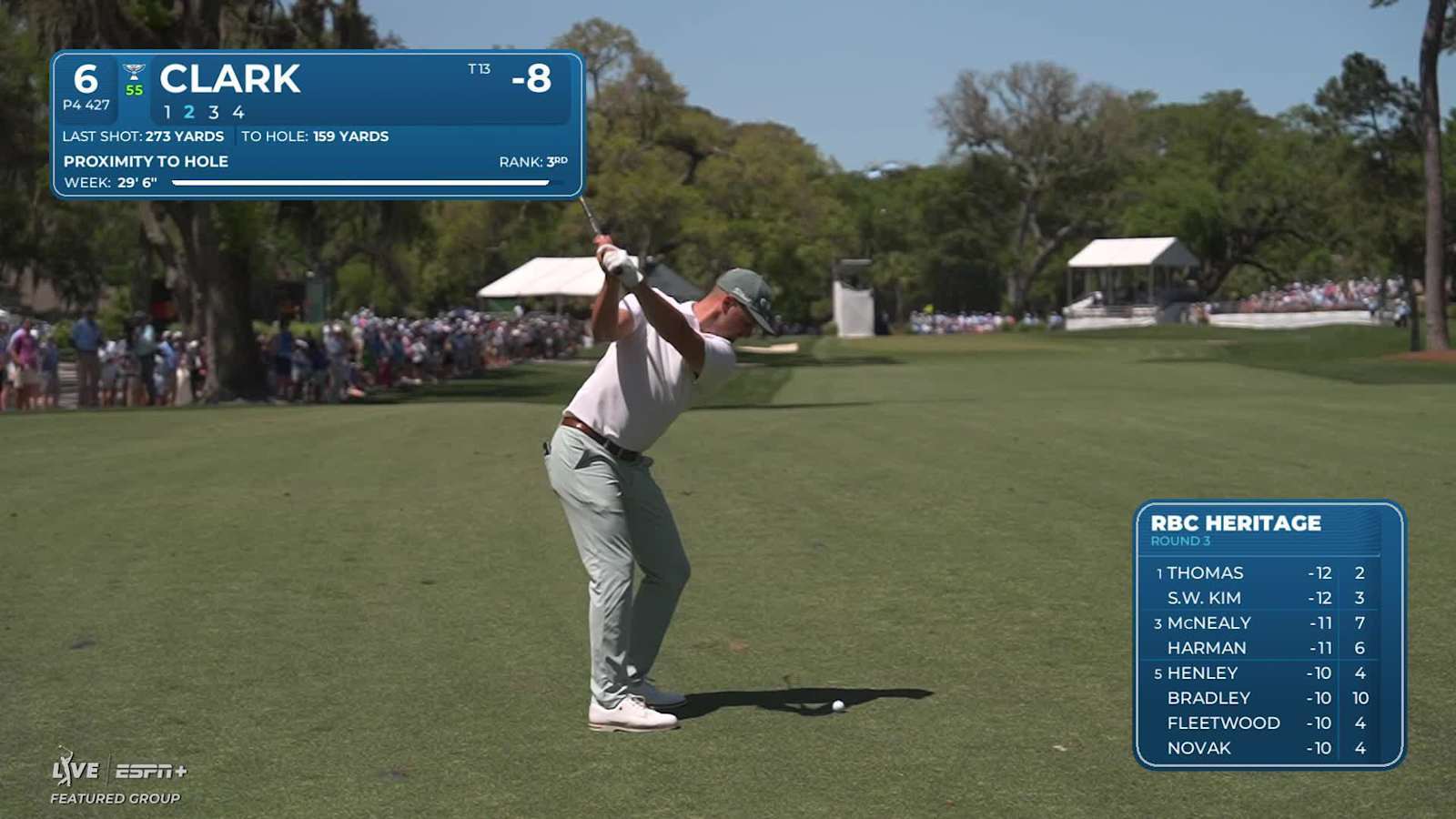 Wyndham Clark's 159-yard apprach leads to birdie at RBC Heritage