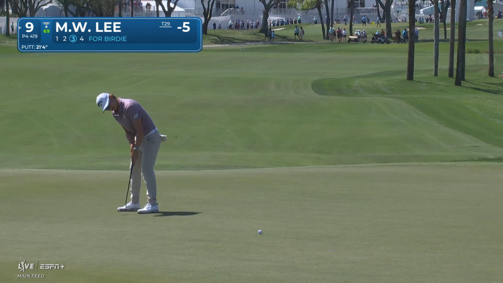 Min Woo Lee sinks a 21-foot birdie putt Cognizant Classic