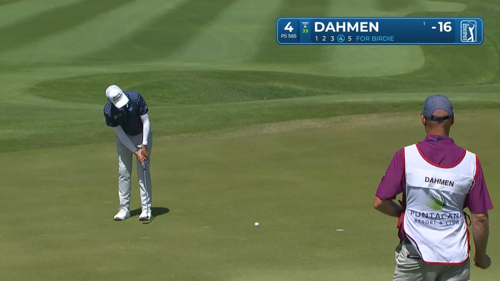 Joel Dahmen makes birdie putt at Corales Puntacana