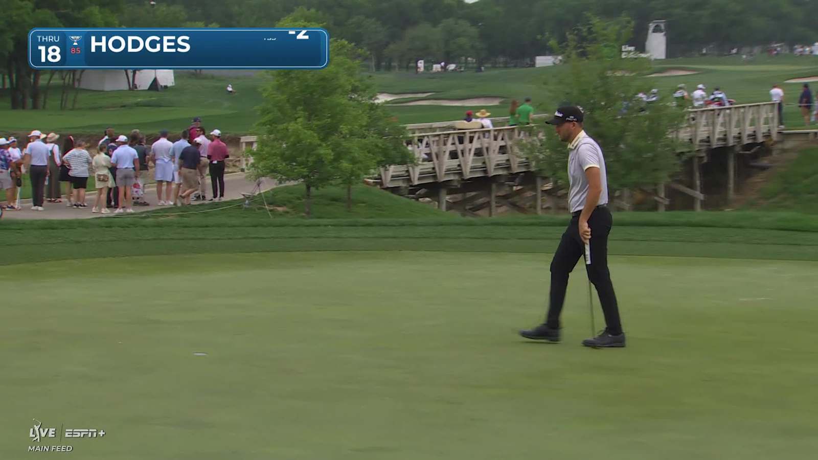Lee Hodges makes eagle putt on No. 18 at THE CJ CUP