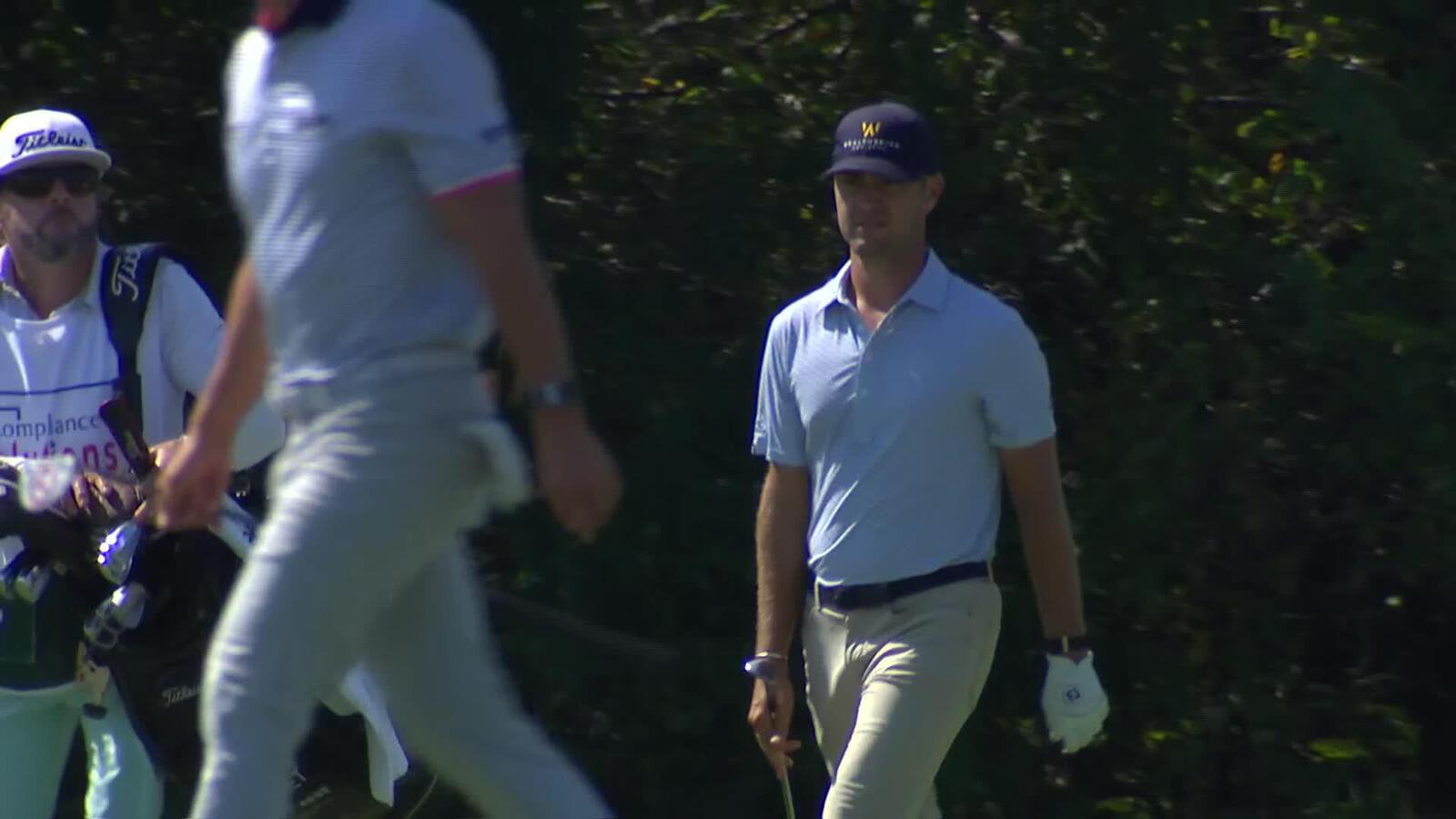 Chandler Blanchet throws a dart from the fairway, taps in for birdie at Compliance Solutions
