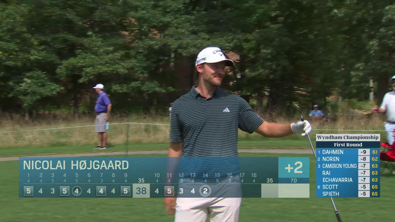 Nicolai Højgaard holes out for eagle from 176 yards at Wyndham