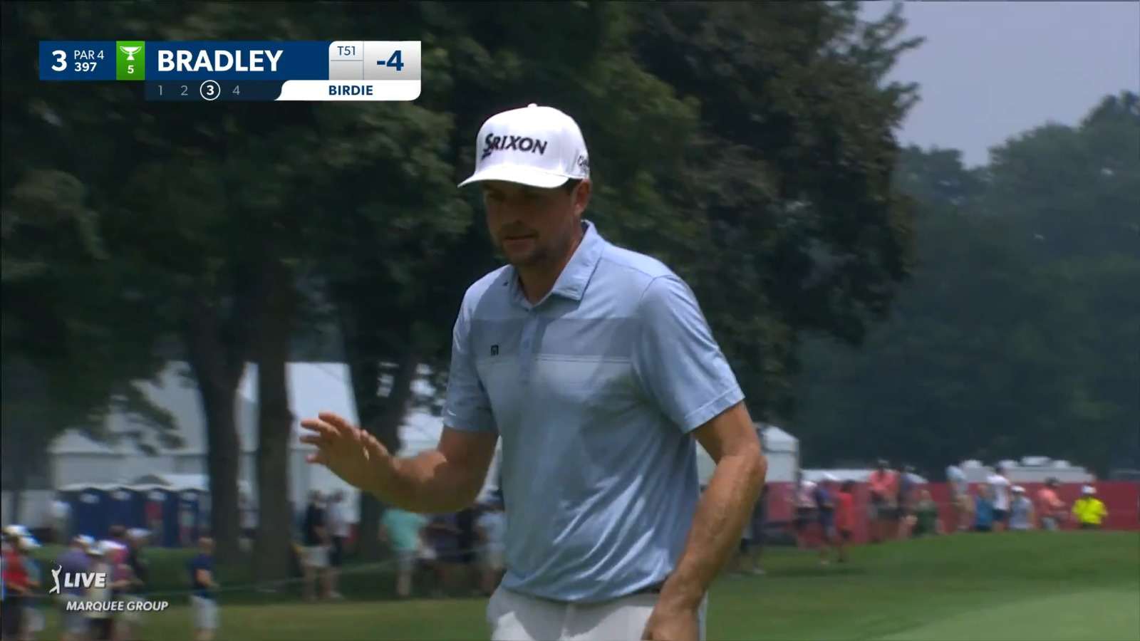 Keegan Bradley's 94-yard approach sets up birdie at Rocket Mortgage