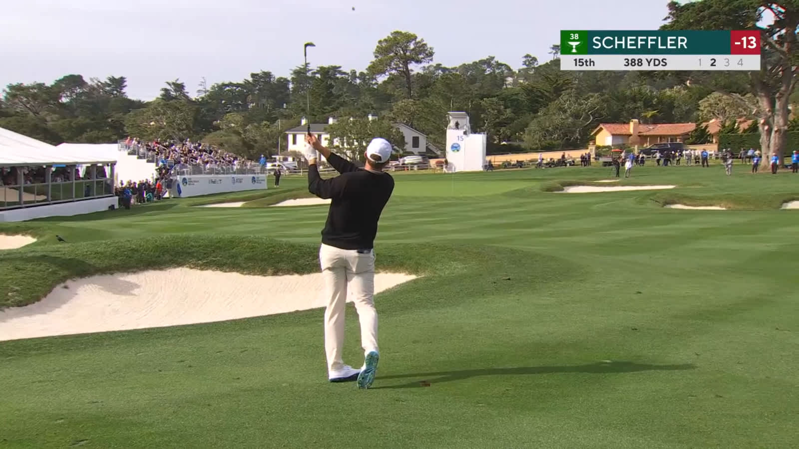 Scottie Scheffler spins approach to set up birdie at AT&T Pebble Beach