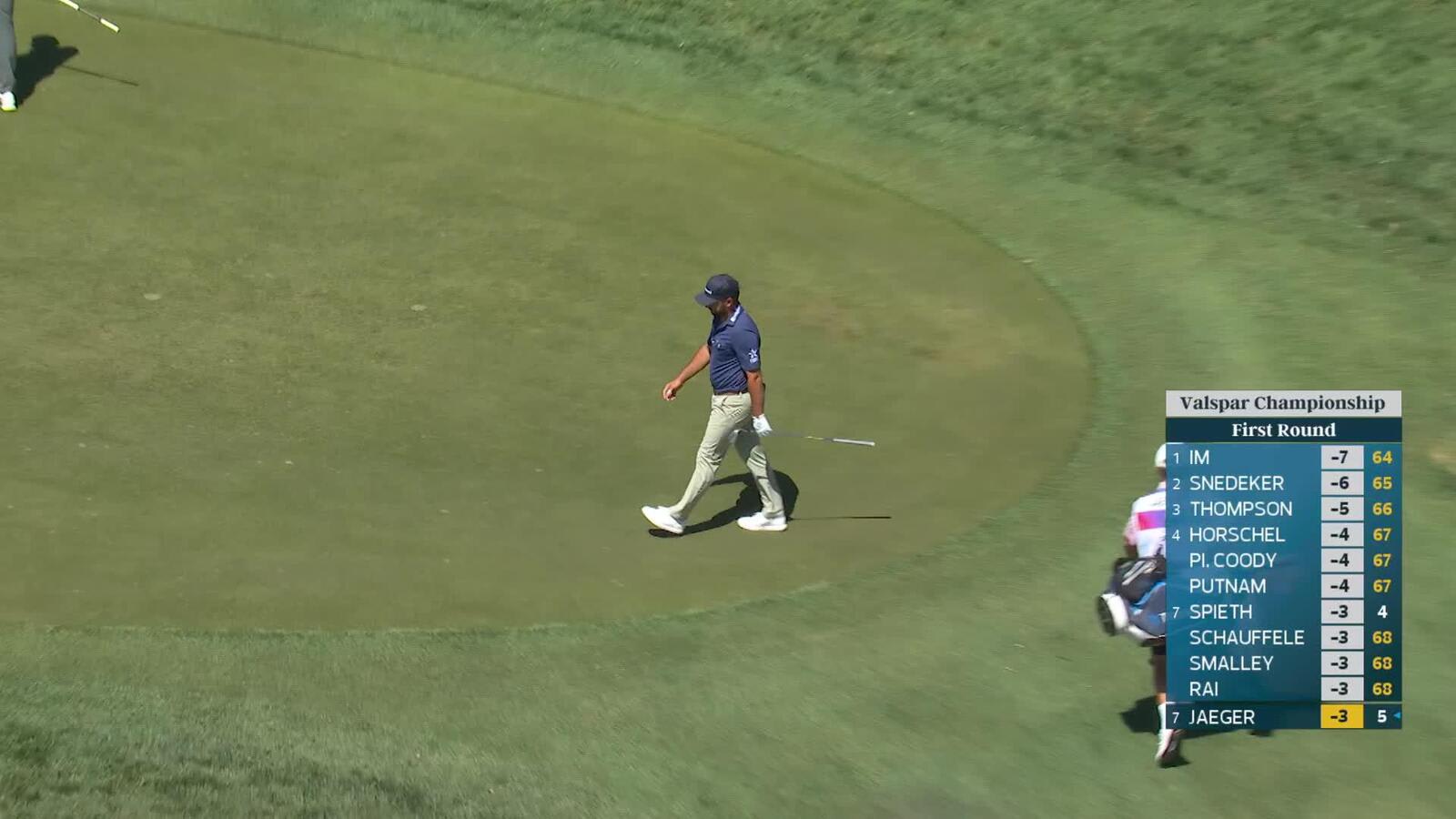 Stephan Jaeger holes out from 79 feet for birdie on No. 14 at Valspar