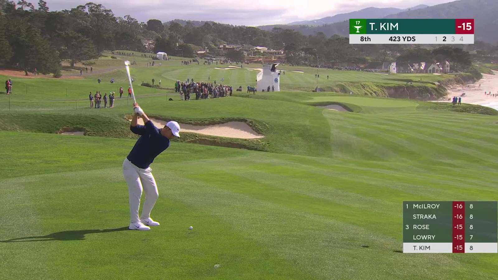 Tom Kim's nice approach leads to birdie at AT&T Pebble Beach