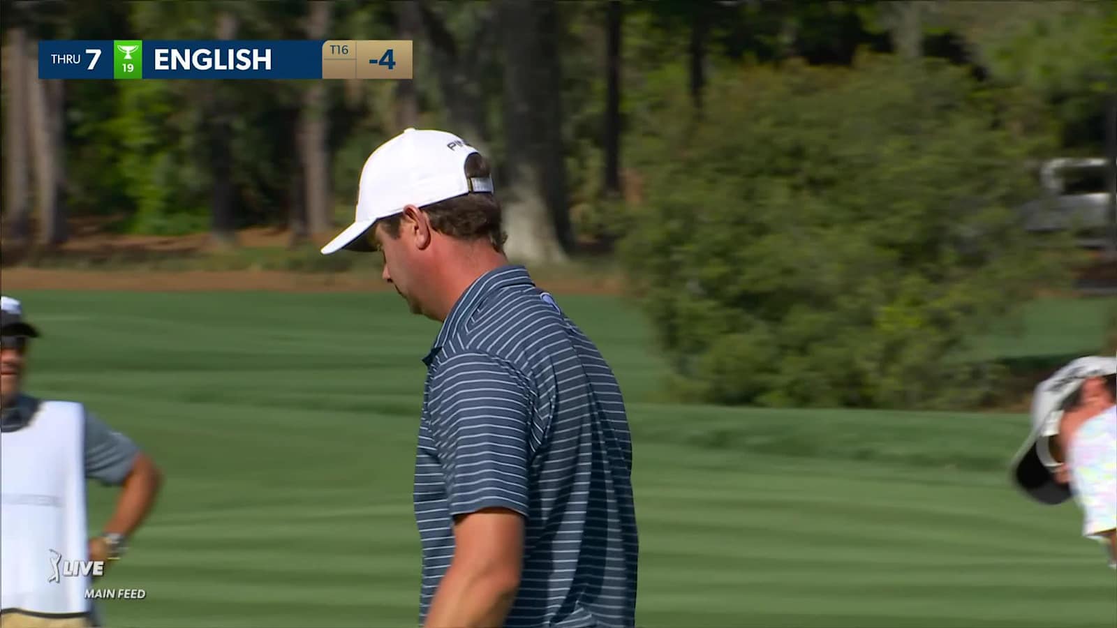 Harris English sinks a 21-foot birdie putt on No. 7 at THE PLAYERS