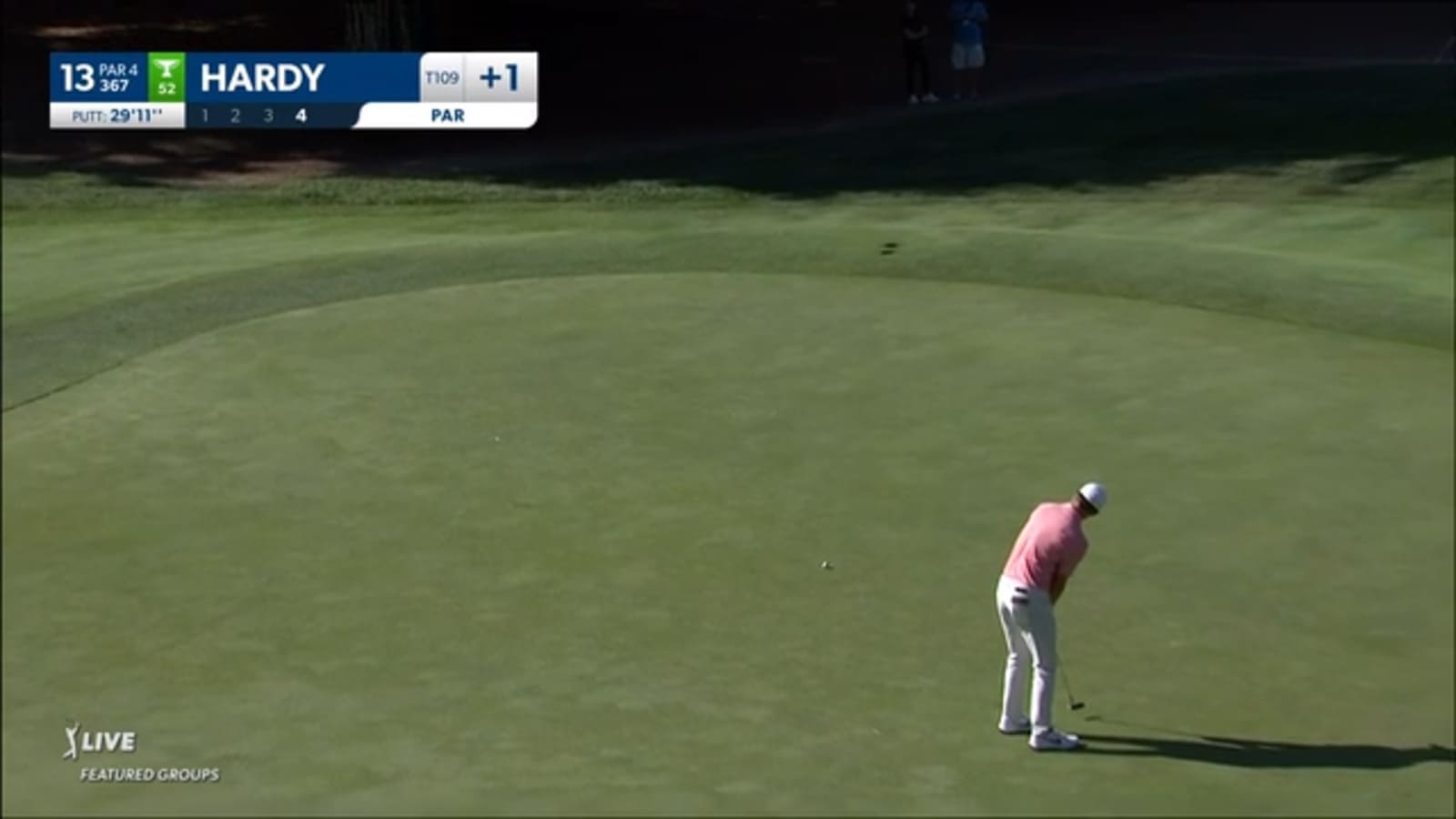 Nick Hardy holes 29-footer for birdie at Fortinet Championship