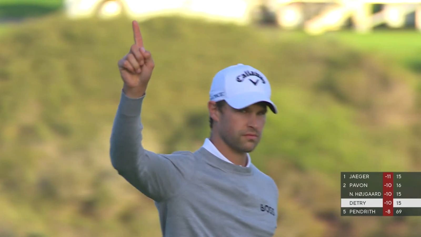 Thomas Detry curls in a 28-foot birdie putt at Farmers